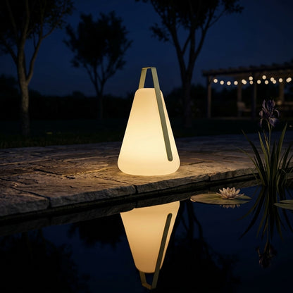 Portable LED Lantern - Aluminum and Acrylic 5W Warm Light with USB or Solar Charging in 13 and 21.7 Inch Heights for Lawns and Garden Paths
