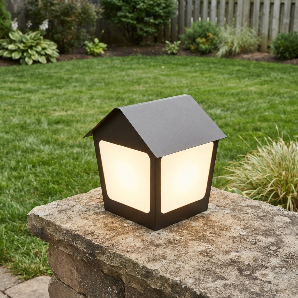 Modern Post Light - Stainless Steel and Acrylic Column Lamp with Solar or Hardwired Power in 7.87 to 15.75 Inch Diameters for Patios
