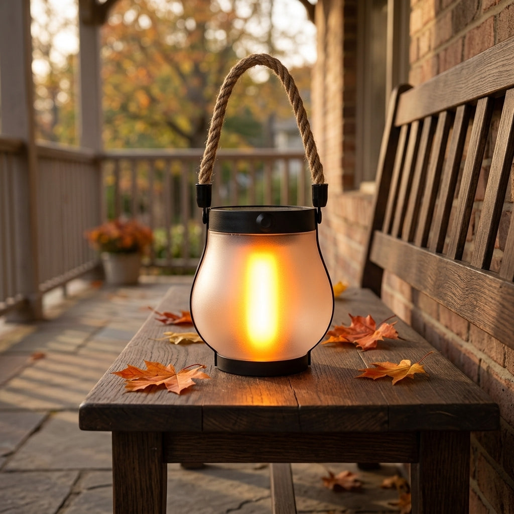 Solar Flame Camping Lantern - 22 LED Flame Effect Light with Solar and USB Charging and IPX4 Rating for Camping, Patio and Power Cuts