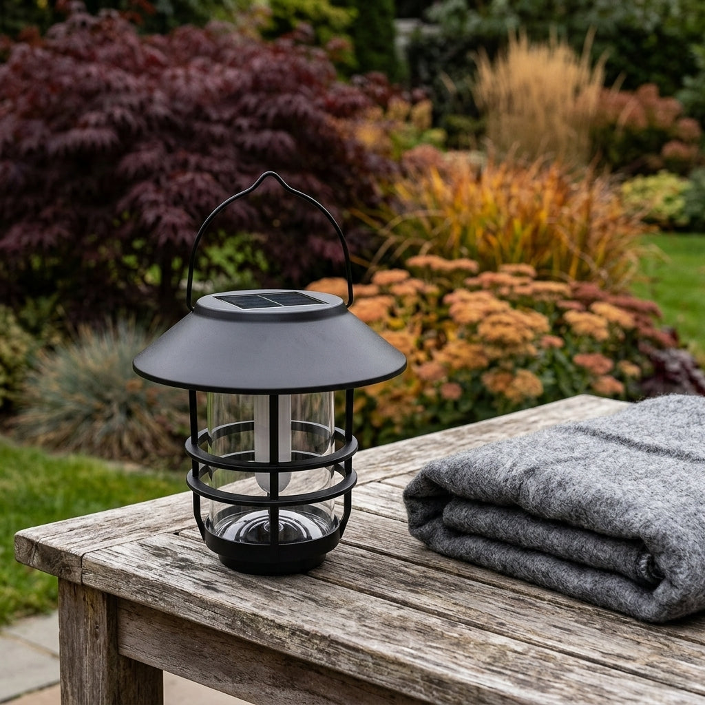 Solar Hanging Flicker Flame Lantern - Compact Cordless Lantern with Integrated Loop for Fence Panels, Wall Brackets, Porches and Balconies