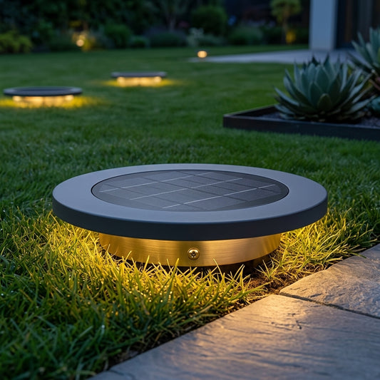 Modern Landscape Light - Gray Die-cast Aluminum and Glass Fixture with Base or Ground Insert Mount, Solar or Hardwired, for Courtyards