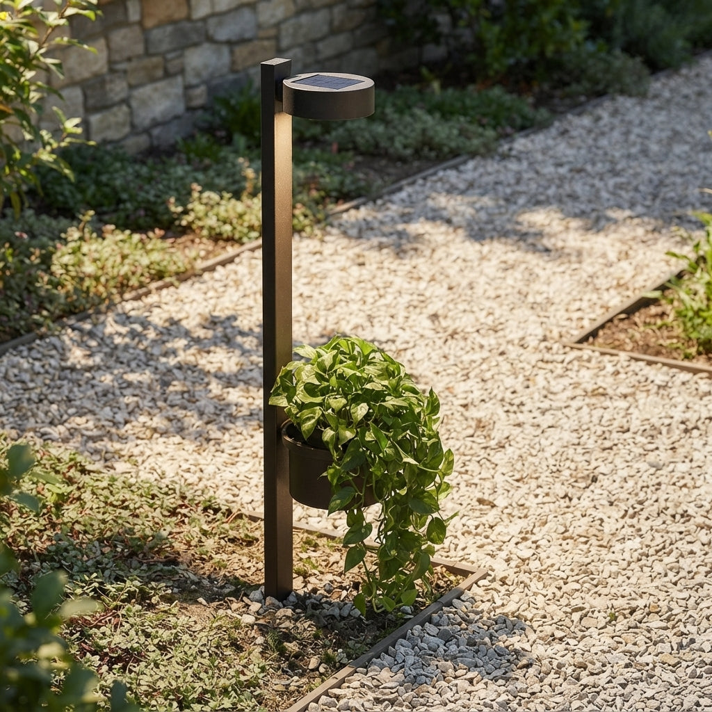 Porch Plant Wall Light - Black Stainless Steel Sconce at 23.6 or 35.4 Inches, Solar or Hardwired, in Single to 8-Pack for Garden and Patio
