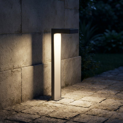 Bollard Landscape Light - Black Aluminum and Glass Pathway Bollard in 11.8, 19.7 and 27.6 Inch Heights, Solar or Hardwired for Gardens