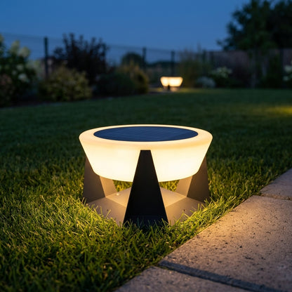 Modern Round Post Light - Black or White Metal and PC Lantern from 7 to 13 Inch Diameter, Solar or Hardwired, for Courtyard and Patio Posts