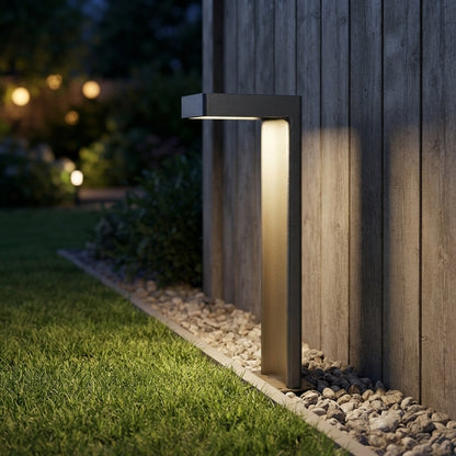 Bollard Landscape Light - Black Aluminum and Glass Pathway Bollard in 11.8, 19.7 and 27.6 Inch Heights, Solar or Hardwired for Gardens