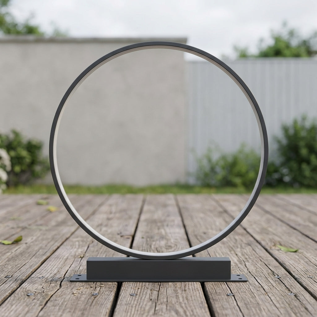 Ring Landscape Light - Black Aluminum and Acrylic Circular Fixture in 15.75, 23.62 or 31.5 Inch Diameters, Solar or Hardwired, for Patios