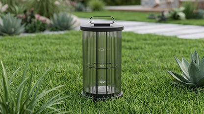 Cylinder Lantern Pathway Post Light - Clear Acrylic and Black Stainless Steel, 7.8 or 11.8 Inch Diameters up to 47.2 Inches Tall, for Decks