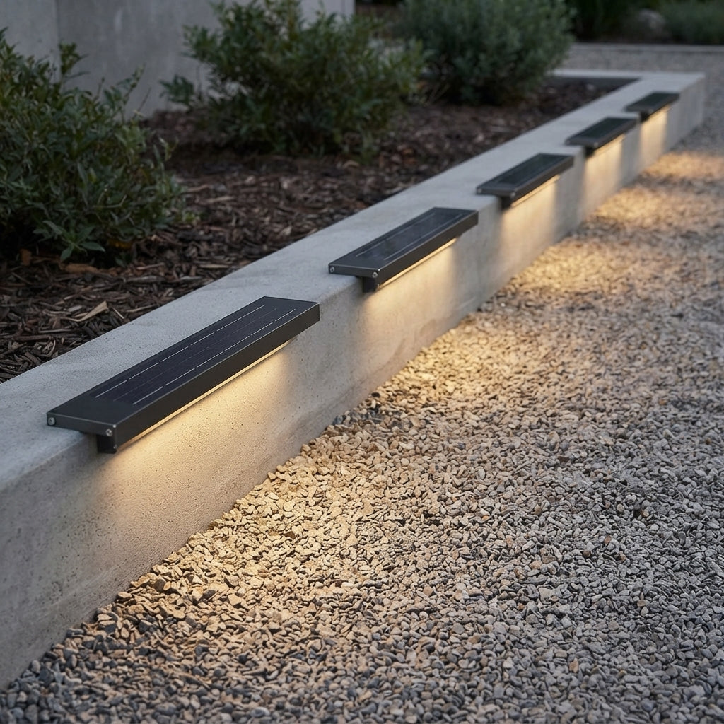 Washer Modern Solar Wall Light - Aluminum and Glass Linear Wall Washer in 6.8, 19.7 and 39.1 Inch Sizes with Yellow or Warm White LEDs