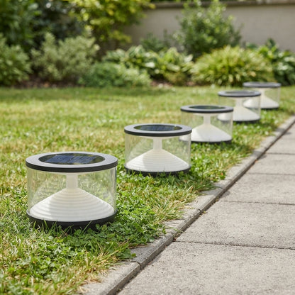 Hourglass Post Light - Gray Acrylic and Stainless Steel Pillar Lamp, Solar or Hardwired, in 7.87 to 15.75 Inch Diameter Sizes