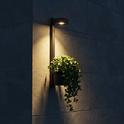 Porch Plant Wall Light - Black Stainless Steel Sconce at 23.6 or 35.4 Inches, Solar or Hardwired, in Single to 8-Pack for Garden and Patio