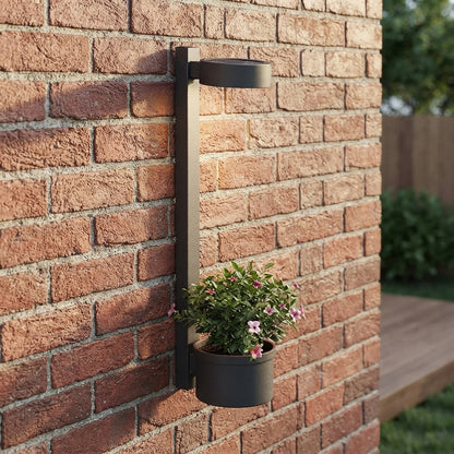 Porch Plant Wall Light - Black Stainless Steel Sconce at 23.6 or 35.4 Inches, Solar or Hardwired, in Single to 8-Pack for Garden and Patio
