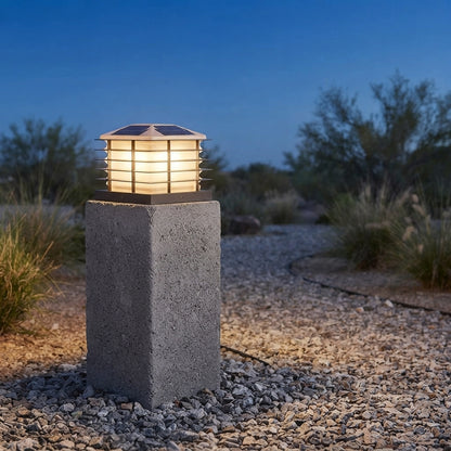 Fence Modern Square Post Light - Carbonized Steel and Acrylic Cap Light in Metal, Gray or Black Fence Finishes, Solar or Hardwired