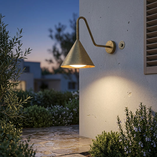 Solar Modern Wall Sconce - Minimalist Acrylic and Metal Light in Gray Black or Gold, 9.84 to 17.8 Inch Diameters, for Courtyard and Patio