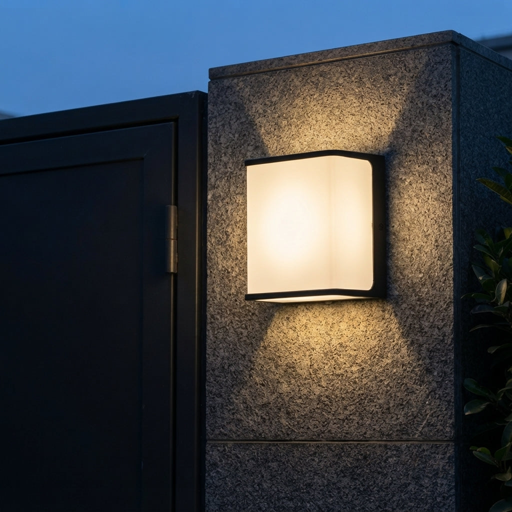 Porch Solar Motion Wall Light - White Die-Cast Aluminum Motion Sensing Sconce in Long Strip, Rectangular or Square Shapes for Patios