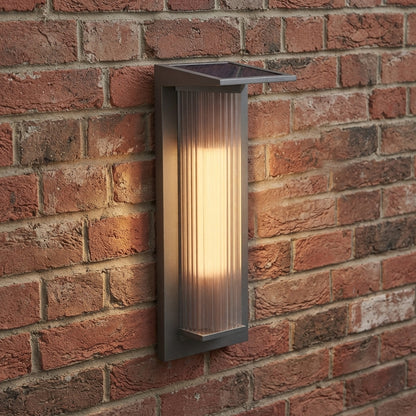 Sconce Vintage Lantern Wall Light - Black Aluminum and Glass Porch Lantern in 11.8 or 20.1 Inch Sizes, Solar or Hardwired, Single to 8-Pack