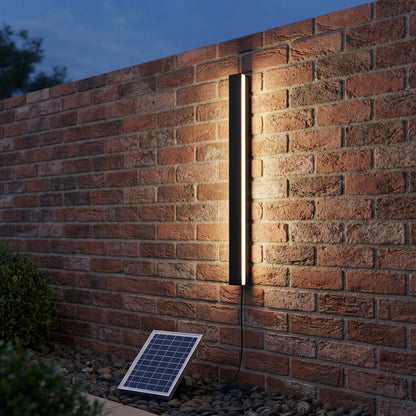 Long Strip Outdoor Wall Sconce - Black Iron and Acrylic Solar LED Light Bar in 23.6 to 94.5 Inch Lengths with Warm White or White Glow
