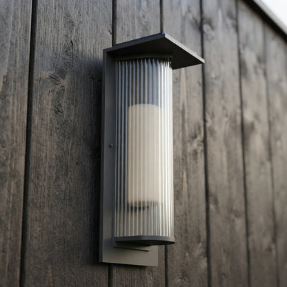 Sconce Vintage Lantern Wall Light - Black Aluminum and Glass Porch Lantern in 11.8 or 20.1 Inch Sizes, Solar or Hardwired, Single to 8-Pack