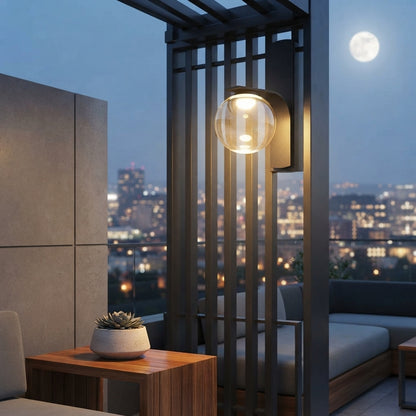 Bubble Wall Light - Black Weather Sealed Bubble Sconce with Solar or Hardwired Power for Porch, Patio and Courtyard, Single to 8-Pack