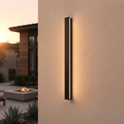 Long Strip Outdoor Wall Sconce - Black Iron and Acrylic Solar LED Light Bar in 23.6 to 94.5 Inch Lengths with Warm White or White Glow