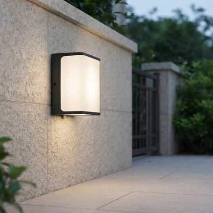 Porch Solar Motion Wall Light - White Die-Cast Aluminum Motion Sensing Sconce in Long Strip, Rectangular or Square Shapes for Patios