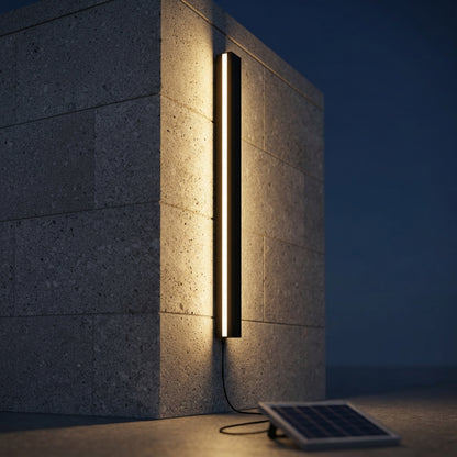Long Strip Outdoor Wall Sconce - Black Iron and Acrylic Solar LED Light Bar in 23.6 to 94.5 Inch Lengths with Warm White or White Glow
