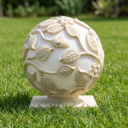 Globe Hollow Post Light - White Openwork Sphere from 9.84 to 23.62 Inch Diameter, Solar or Hardwired, for Courtyard and Patio Posts