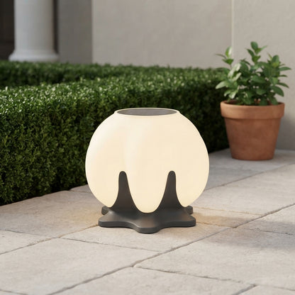 Globe Post Light - Acrylic Globe on Stainless Steel Base in 11.8 and 15.7 Inch Diameters with Solar, Hardwired or Combined Power Options