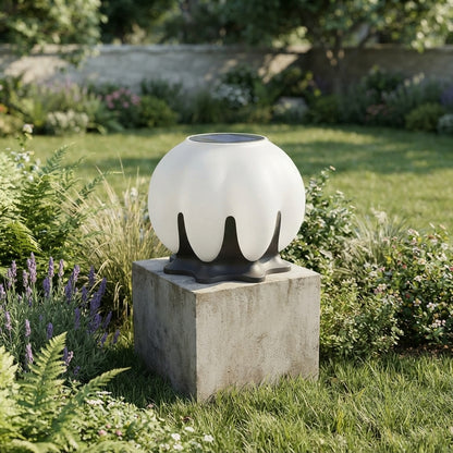 Globe Post Light - Acrylic Globe on Stainless Steel Base in 11.8 and 15.7 Inch Diameters with Solar, Hardwired or Combined Power Options
