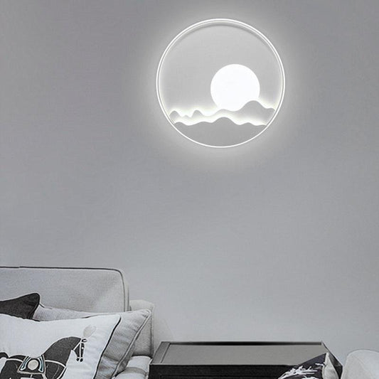 Modern Aluminum LED Moon Patterned Wall Sconce
