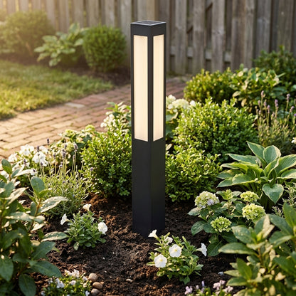 Modern Column Light - Industrial Aluminum and PC Pillar in 31, 59, 79 or 98 Inch Heights, Solar or Hardwired, for Courtyard Pathways