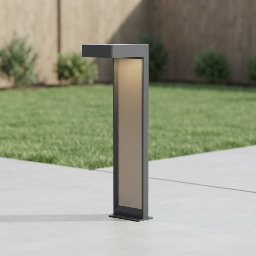Bollard Landscape Light - Black Aluminum and Glass Pathway Bollard in 11.8, 19.7 and 27.6 Inch Heights, Solar or Hardwired for Gardens