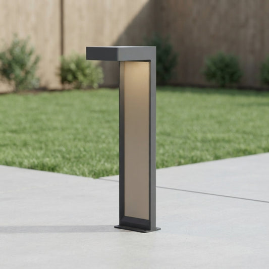 Bollard Landscape Light - Black Aluminum and Glass Pathway Bollard in 11.8, 19.7 and 27.6 Inch Heights, Solar or Hardwired for Gardens