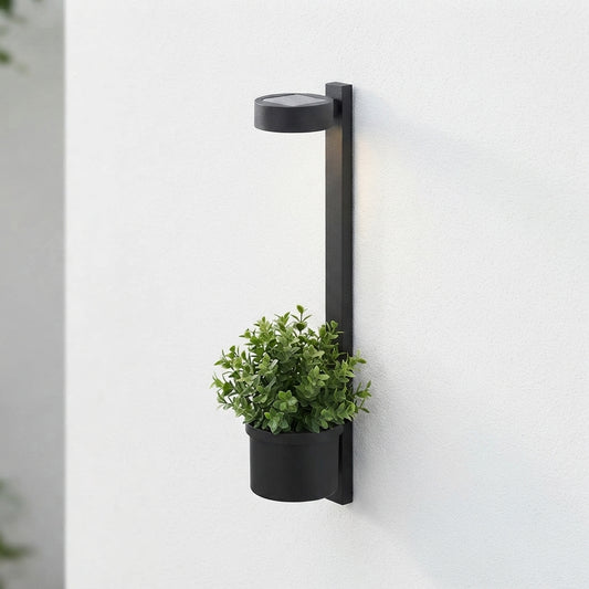 Porch Plant Wall Light - Black Stainless Steel Sconce at 23.6 or 35.4 Inches, Solar or Hardwired, in Single to 8-Pack for Garden and Patio