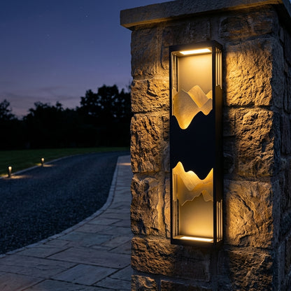 Sconce Mountain Wall Light - Black Stainless Steel 26 Inch One-Way or 39 Inch Two-Way Lamp with Integrated or External Solar for Courtyards