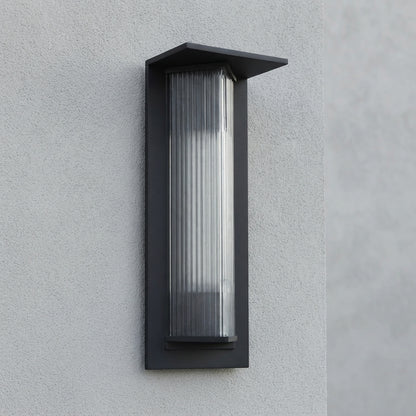 Modern Triangle Porch Wall Light - Black Aluminum and Glass Angled Sconce in 11.8 or 20.1 Inch Sizes, Solar or Hardwired, for Entryways
