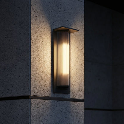 Modern Triangle Porch Wall Light - Black Aluminum and Glass Angled Sconce in 11.8 or 20.1 Inch Sizes, Solar or Hardwired, for Entryways