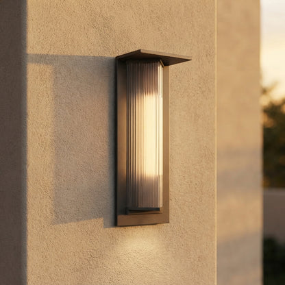 Modern Triangle Porch Wall Light - Black Aluminum and Glass Angled Sconce in 11.8 or 20.1 Inch Sizes, Solar or Hardwired, for Entryways