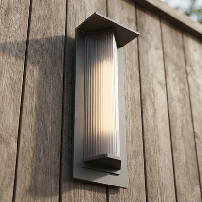 Modern Triangle Porch Wall Light - Black Aluminum and Glass Angled Sconce in 11.8 or 20.1 Inch Sizes, Solar or Hardwired, for Entryways