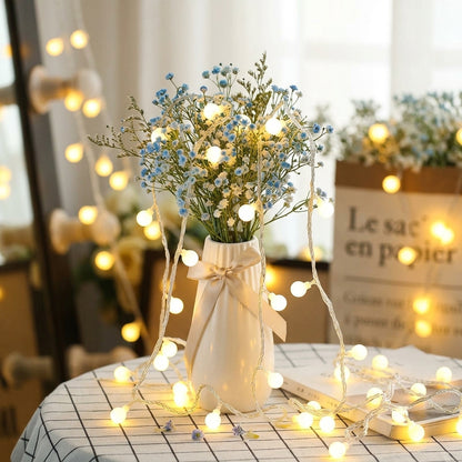 Globe LED String Lights - Frosted Globe Bulbs on Flexible Shape-Holding Wire with USB or Battery Power for Bedroom Walls and Patios