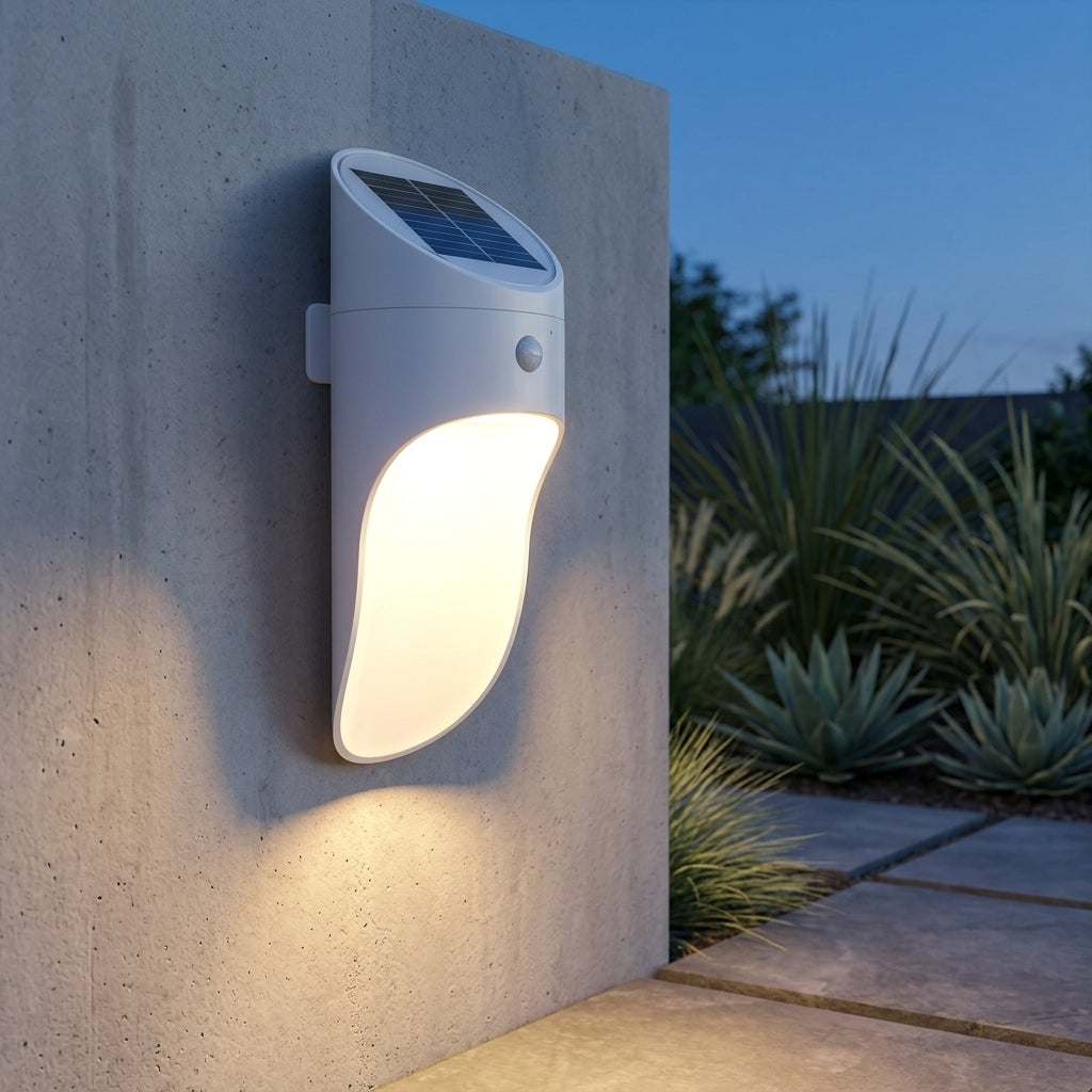Porch Solar Modern Wall Light - ABS Farmhouse Sconce in Gray, Black or White with Cool or Warm White LED for Courtyard, Patio and Doorways