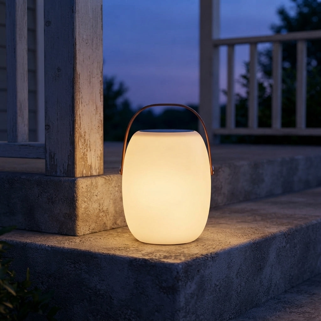 Solar Lantern - Bamboo and Woven PE Hanging Lantern in 7.1 by 10.6 or 8.3 by 12.2 Inch Sizes for Courtyards, Single to 8-Pack Sets