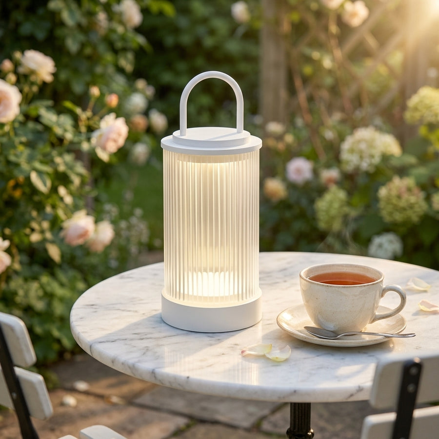 Portable Outdoor Lantern - Stainless Steel 5W Warm LED in Black, Gold or White with Hardwired or Solar Power and 11 or 22 Inch Height