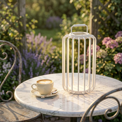 Outdoor Solar Lantern - Iron and Acrylic 6W Warm LED Light in Brushed Gray or White, 11.8 and 19.7 Inch Heights, 10 to 12 Hour Runtime