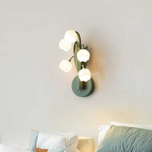 Floral Wall Lights French Country  Classic Bellflower Glass Lamp