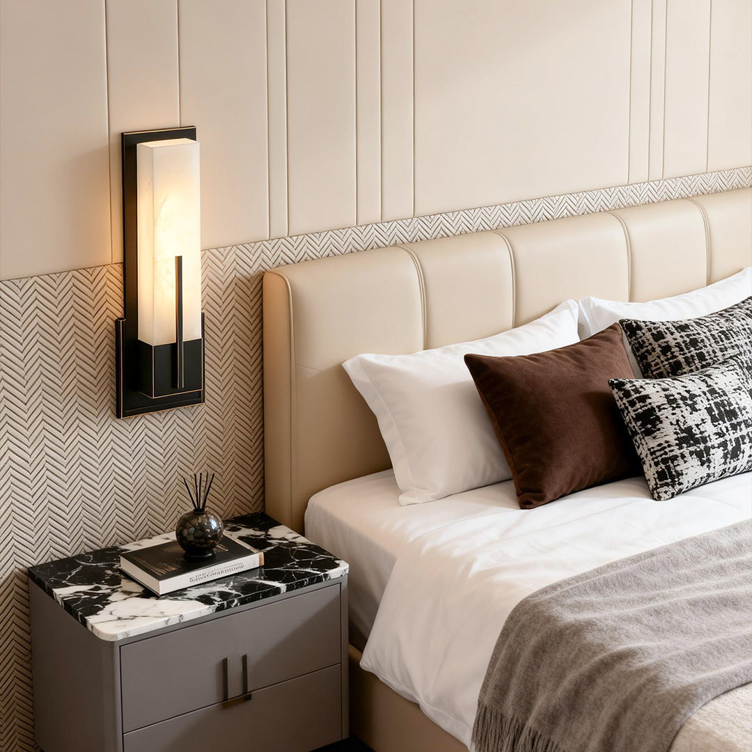 Rectangular Wall Sconce Full Copper Cloud Stone Lamp