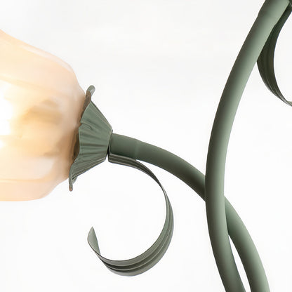 Flower Floor Lamps French Country Style Green Artistic Iron Lamp