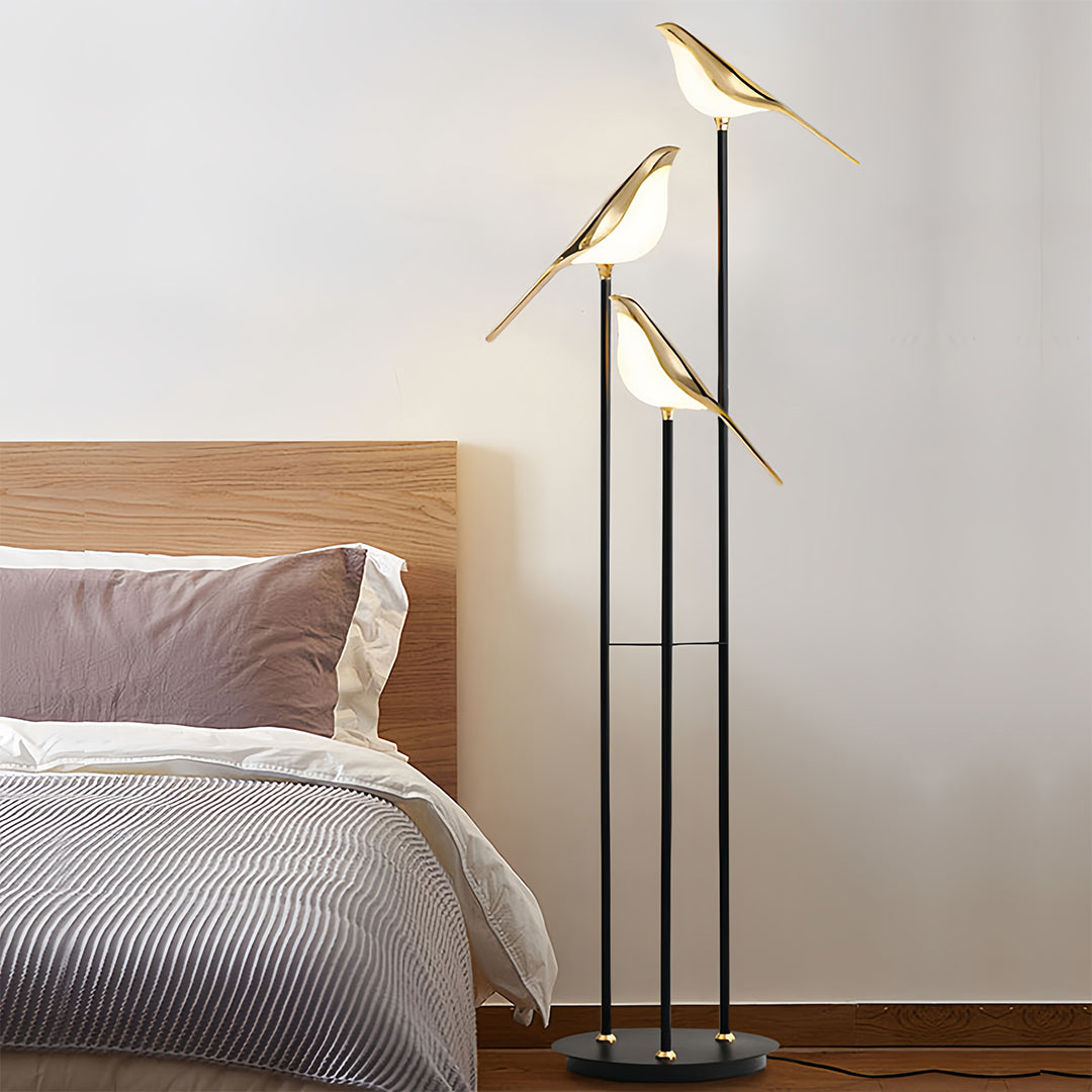 Bird Floor Lamp with 3 Heads Contemporary Artistic Accent Lamp