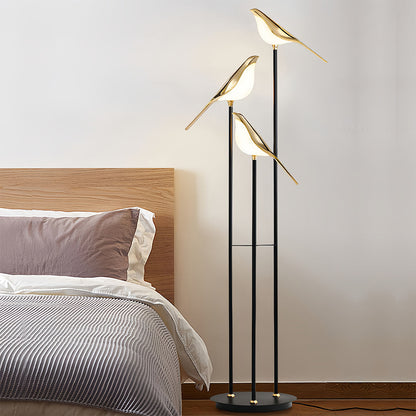 Bird Floor Lamp with 3 Heads Contemporary Artistic Accent Lamp