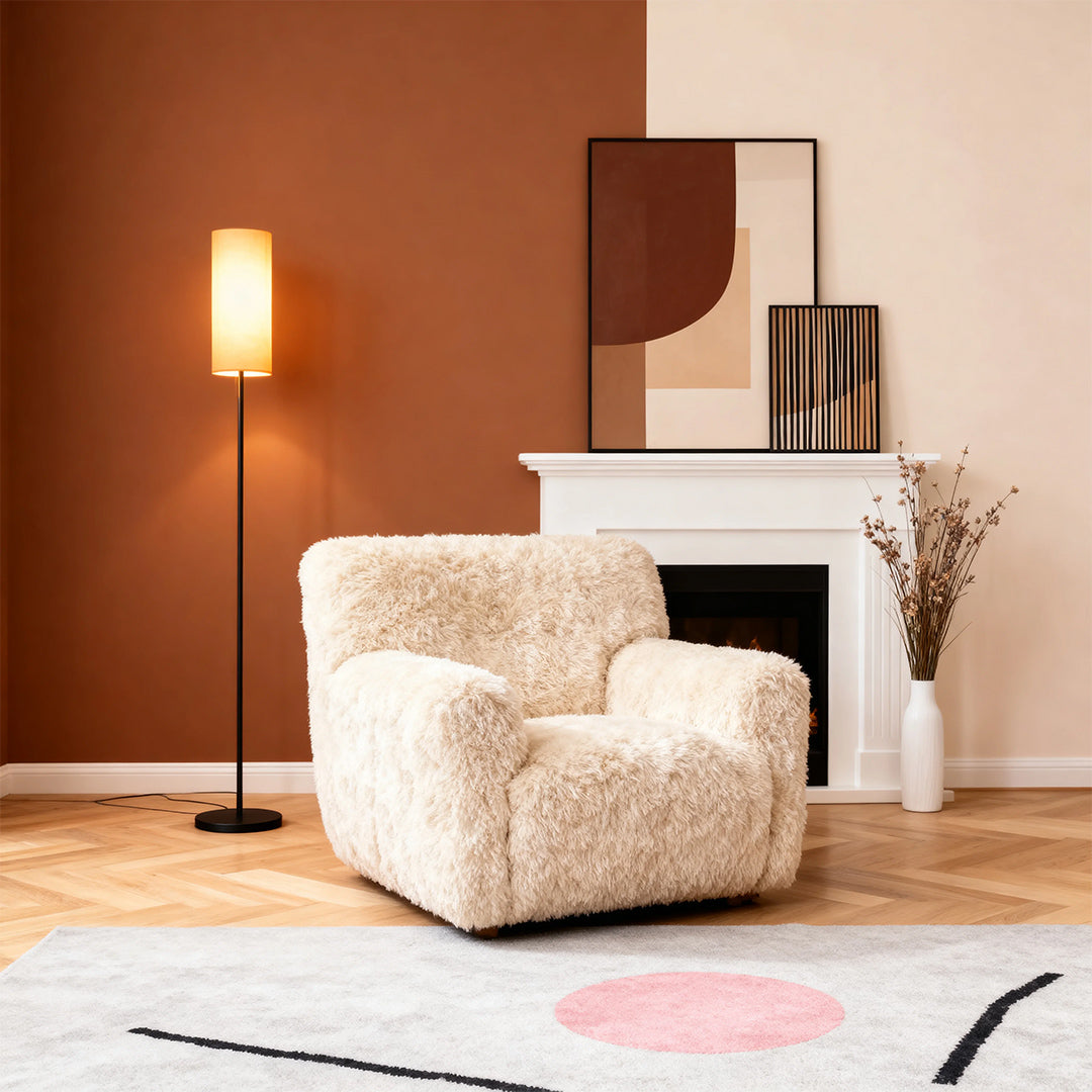 Black Wrought Iron Floor Lamps Artistic Linen Cover Light