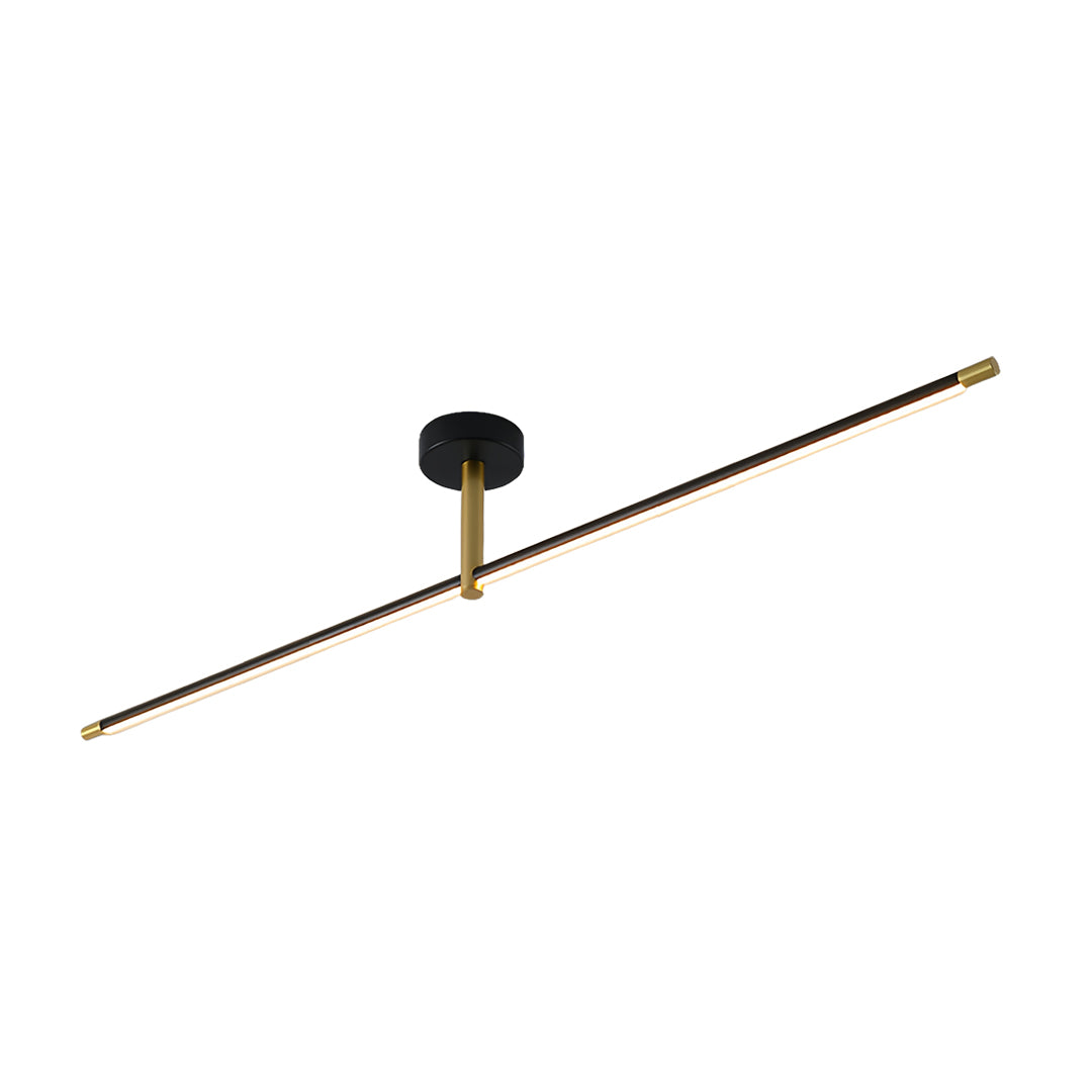 Linear Semi Flush Mount Light Minimalist Black Gold LED Ceiling Lamp